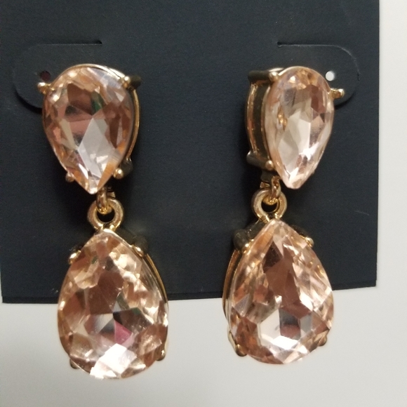 🆕️⬇️Laundry by Shelli Segal Rose Gold-Tone Crystal Teardrop Earrings - Picture 3 of 6